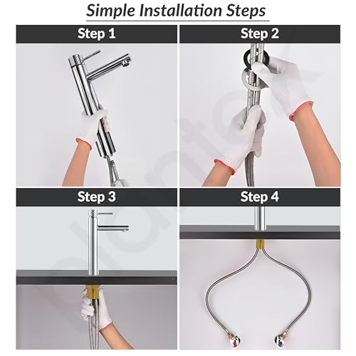 Image of Plantex Wash Basin Mixer Tap /Pure Brass Tap Handle and 304 Grade Stainless Steel Body /Hot & Cold Basin Mixer /Pillar Spout for Wash Basin /Deck Mount - (8013-2, Chrome)