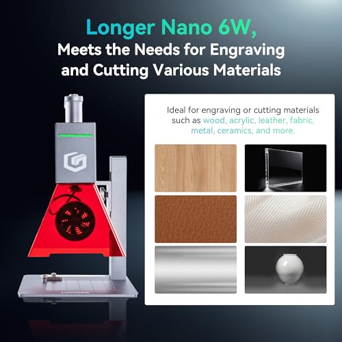 Image of Longer Nano Laser Engraver Machine with 6W Diode, 5000mm /s High Speed & 0.05mm Precision - Portable Handheld Laser Cutter for Wood, Metal, Leather, Jewelry