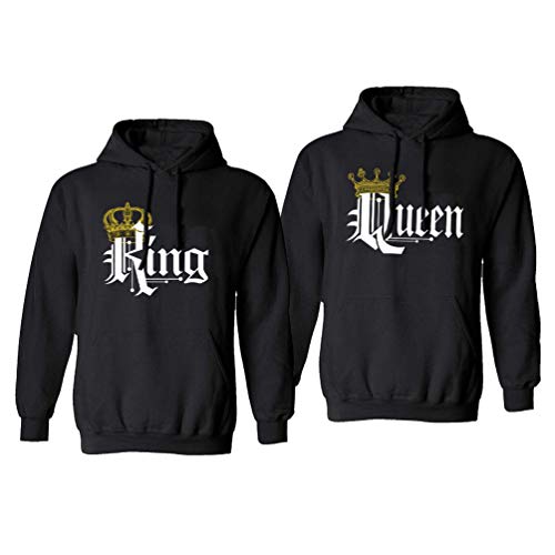 King Queen Pull Couple Sweat ¨¤ Capuche King and Queen Hoodie Roi Reina Sweat-Shirt ¨¤ Capuche pour Femme Homme Manches Longues Couple Cadeau Vetement Noir 1 Pi¨¨ce Cover