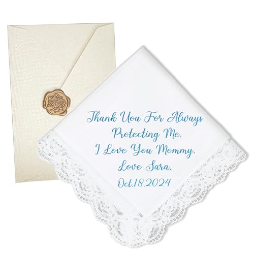 Pekdi Pañuelo de novia bordado con nombre personalizado Pañuelo de novia Hankie de encaje Pañuelo de novia para novia