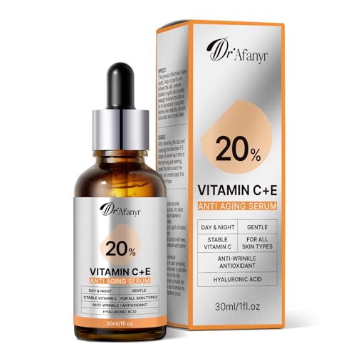 DR.Afanyr Vitamin C Serum for Face with Hyaluronic Acid & Vitamin E - Brightening Anti-Aging Serum to Help Improve Appearance of Dark Spots for Sensitive Skin, Hydrates Firms Lifts and Smooths Wrinkles