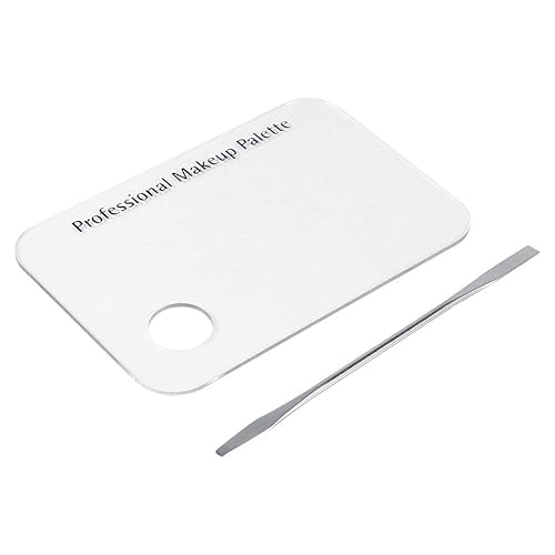 Makeup Palette with Spatula, Rotekt Clear Acrylic Makeup Nail Art Cosmetic Mixing Palette & Stainless Spatula Tool Applicators Set,Nail Holder Display Cosmetic Makeup Palette Tray Accessories