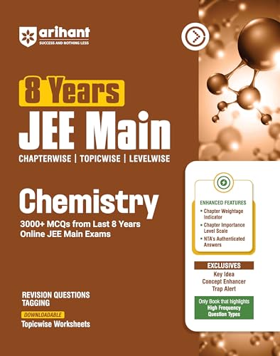 Image of Arihant 8 Years JEE Main Chemistry PYQ Book 2027 | Chapterwise, Topicwise & Levelwise 3000+ MCQs| NTA Authenticated Answers, Chapter Weightage, Revision Questions & Topicwise Worksheets