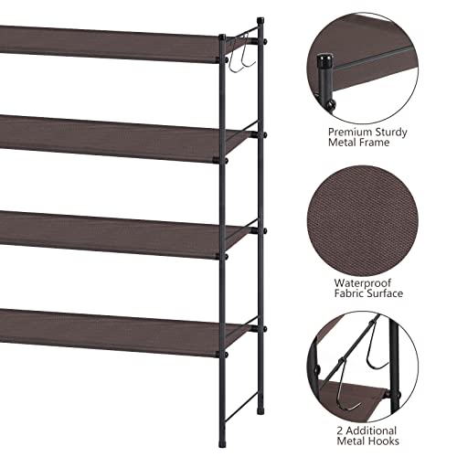 Smusei Shoe Rack For Entryway 4 Tier Freestanding Adjustable Expandable Sturdy Closet Fabric Shoe Rack Storage Organizer With 2 Metal Hooks For Home, Dorm, Hallway, Bronze #TOP2