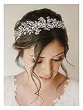 SWEETV Rhinestone Wedding Hair Accessories for Brides Hair Pieces Bridal Headband for Wedding Headpiece Crystal Hair Band Silver