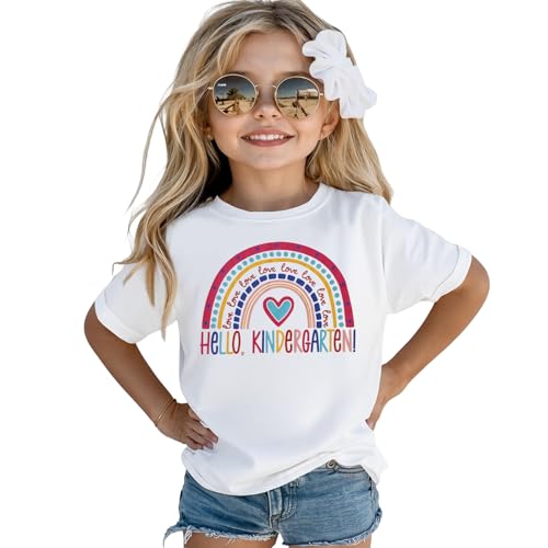 Kindergarten Shirt for Girls First Day of Kindergarten Tshirt Cute Rainbow Tops Toddler Kids Back to School Outfits