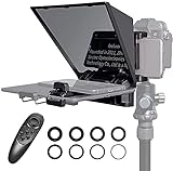 Feelworld TP2A Kit de Teleprompter Portátil para Teléfonos Inteligentes, iPad, Cámaras, con Control Remoto y Anillos Adaptadores de Lentes Compatible con iOS/Android para Entrevistas en Vivo