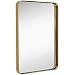 Hamilton Hills Contemporary Brushed Metal Wall Mirror | Glass Panel Gold Framed Rounded Corner Deep Set Design | Mirrored Rectangle Hangs Horizontal or Vertical (22" x 30")