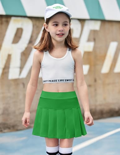 Image of Arshiner Girls Tennis Skirt with Shorts Pockets Athletic Pleated Golf Skort | Girls School Uniform Skirt, Sport, Performance, Running, Workout, Cheer, High Waisted, 4-13 Years