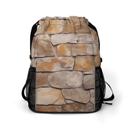 Bolso para cinto esportivo, impressão de textura de parede, bolsa de separação seca e molhada, bolsa com cordão, bolsa de viagem, bolsa esportiva, estilo, 45,5 x 41,5 x 36 cm, mochilas de viagem