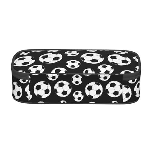 Image of Black And White Soccer Ball Pencil Case Big Capacity Storage Pencil Pouch Stationery Bags With Zipper Portable Pen Holder Box Organizer For Boys Girls Teens Student College School Office Supplies