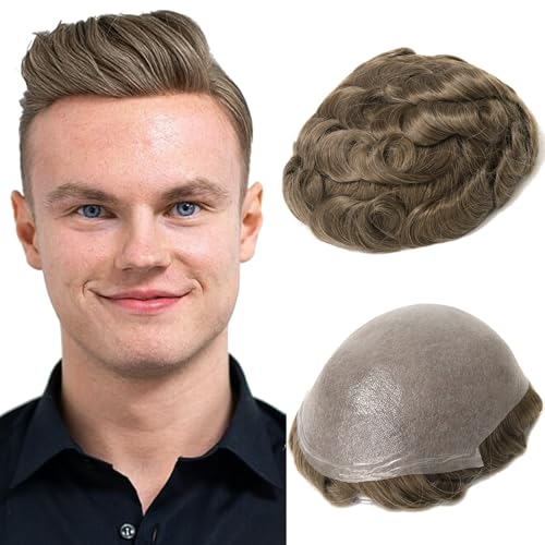 BEEOS 0.08mm Thin Skin Toupee for Men, #17 Blonde Hair