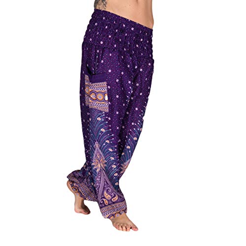 Mienloco Damen und Herren Haremshose Aladinhose Pumphose (bis 1,70m, Lila) Cover