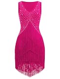 EFOGEP Vestido de baile de salsa latino para mujer, vintage de los años 20, sin mangas, con strass, capas, con flecos, Gatsby, cóctel, salón de baile, tangos, cha-cha, rumba, flapper, vestido cami