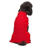 Blueberry Pet Classic Cable Knit Tomato Red Dog Sweater, Back Length 12