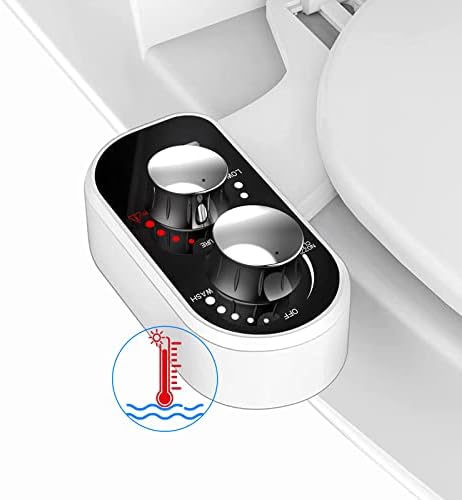 Bidet Attachment for Toilet Warm Water, Ultra-Slim Bidet Attachment Hot and Cold, Non-Electric Adjustable Pressure Self Cleaning Sprayer Nozzle Control, for Posterior, Feminine Wash, Easy to Install