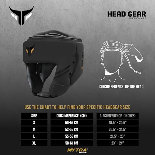 Mytra Fusion Boxing Headgear - Sparring Gear with Adjustable Strap MMA, Muay Thai, Kickboxing, Martial Arts, Karate, Head Gear (Black, M) - Thumbnail 5