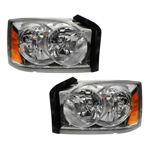 Image of TRQ 2 Piece Headlight Assembly Set Driver & Passenger Side Compatible with 2005-2007 Dodge Dakota CH2502159 CH2503159