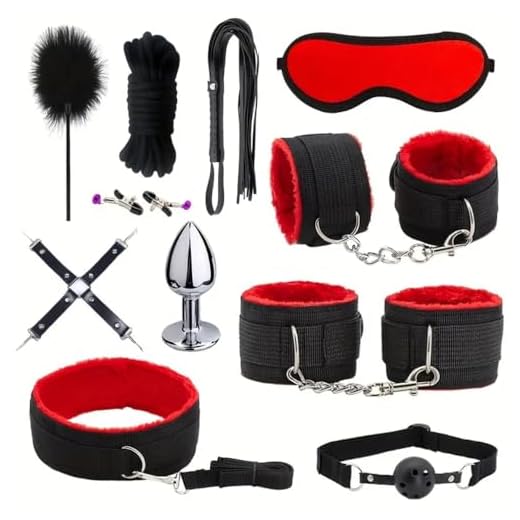 11 piezas de cuero ajustable rojo y negro para fiestas de juegos de rol