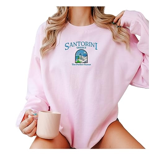Embroidered Santorini Greece The Perfect Sunset Sweatshirt, Personalised Tee Gift, Hoodie Embroidery, Natural lover Gift, Tourist Attraction Tee, Present for Her