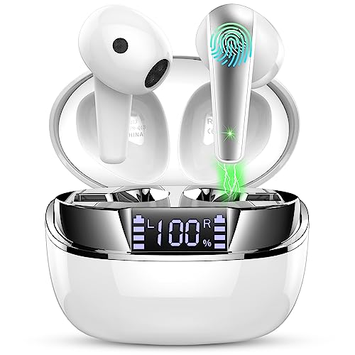 [2025 Nuovo Bluetooth 5.3 e connessione istantanea] Le cuffie Bluetooth utilizzano la tecnologia Bluetooth 5.3, che aumenta la velocità di trasmissione dei dati audio fino a 48 Mbit/s, con una stabilità migliorata del 200% rispetto al Bluetooth 5.0 e una portata di trasmissione fino a 15 m. Basta estrarre l'Auricolare Bluetooth dalla custodia di ricarica, dopo il primo abbinamento si collegherà automaticamente al telefono