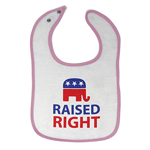 Toddler & Baby Bibs Burp Cloths Flags Raised Right with an American Republican Flag Cotton Baby Items for Baby Girl & Boy White Soft Pink Design Only