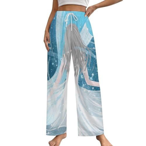 Pantalon de pyjama femme Et Baleine bas de nuit fluide taille S avec poches