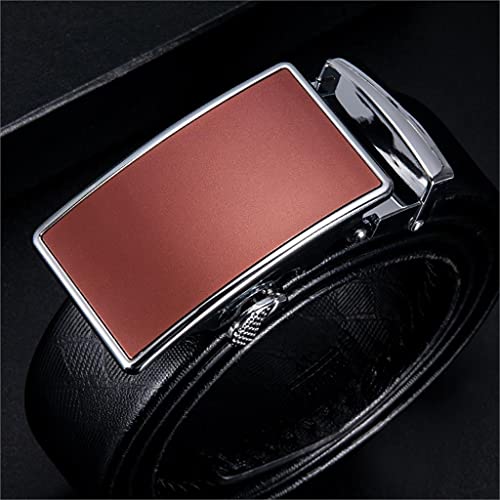 Men Belt Set Gift Cowskin Genuine Leather Belt Black Alloy Automatic Buckles Waist Accessories Strap Adjustable (Color : A Size : 120cm) (A 120)3