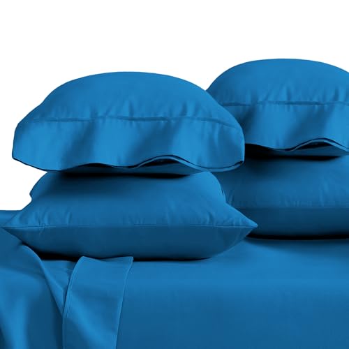 Bare Home 4 Pillowcases - Premium 1800 Ultra-Soft Collection - Bulk Pack - Double Brushed - Wrinkle Resistant - Easy Care (King - 4 Pack, Medium Blue)