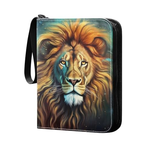 PaChyLuu Lion Painting Card Binder 4 Pockets, 400 Pockets Trading Card Binder Removable Card Albums Card Holder for Games, Sports, Football, Baseball Cards