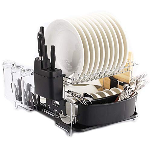Premium Racks Professional Dish Rack - 304 Stainless Steel - Fully Customizable - Microfiber Mat Included - Modern Design - Large Capacity - Thumbnail 2
