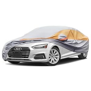 Molebt Multilayers Sedan Car Covers Waterproof All Weather for Automobiles, Heavy Duty Outdoor Full Exterior Cover with Zipper Cotton, Rain Snow Sun Uv Protection, A5-Fit Chevrolet Malibu Audi A7 etc