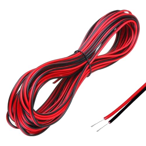 10 Meter 22AWG Electrical Wire 22AWG Electrical Wire 2 Core Black Red Wire Cable High Temperature Wear-Resistant Oxidation Flexible Extension Twin Earth Cable for Car LED Strip Light(10 Mete