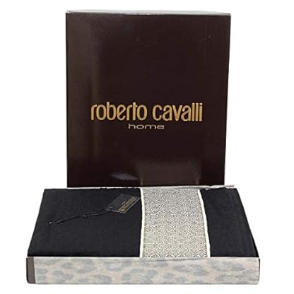 Roberto Cavalli 1 Paar Frottee-Handtücher Platinum-Schwarz