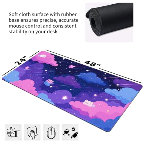Tapis de bureau de jeu violet doux et géant pour setup créatif