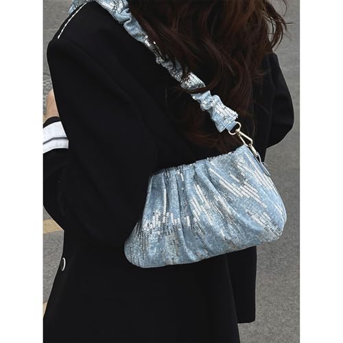 Sequin Purse Sparkly Denim Sequin Purse Underarm Shoulder Bag Zipper Trendy Ideal Gifts for Women Girl Daily2