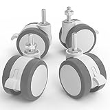 JOY worker Lockable Stem Caster Wheels Set of 4, Metric M8 Nylon Threaded Swivel Caster, 2.5 Inch Stem Casters Replacement for Standing Desk & Mobile Desk, Each Load Capacity 110lbs, White