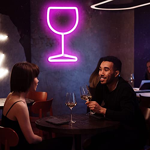Enshui Neon Signs Wine Glass Lights - Bar Restaurant Nightclub Beach Shop Holiday Celebration Party Neon Lights, Led Home Decor Neon Signs Wine Cellar Accessories (Pink) #TOP1