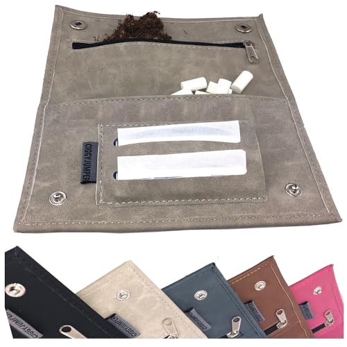 Bolsa de Tabaco Ciggy Jumper en Cuero de Primera Calidad con Compartimento de folletos Simple, Doble o Largo, bosa de Tabaco,con Compartimento de Filtro