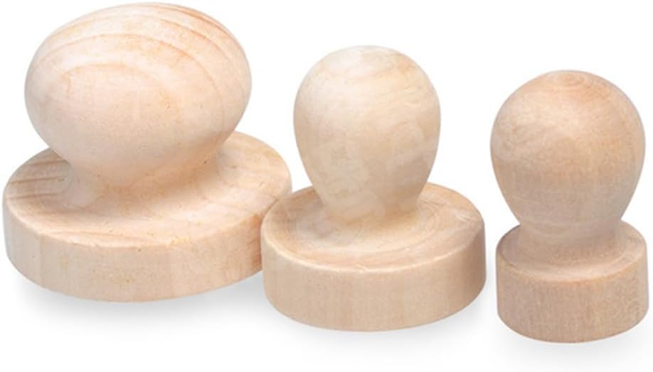 Healifty 9-Piece Wooden Stamp Handles Set 1.96 Inch Round Solid Wood DIY Stamps for Scrapbooking Cards Invitations Personalizing Crafts