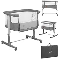 Lionelo Aurora 3 in 1 Babybett bis 9 kg, Beistellbett, Wiege, Höhenverstellug und Einstellung der Neigung der Matratze, 4 Räder mit Bremse Ergonomische Matratze Tasche