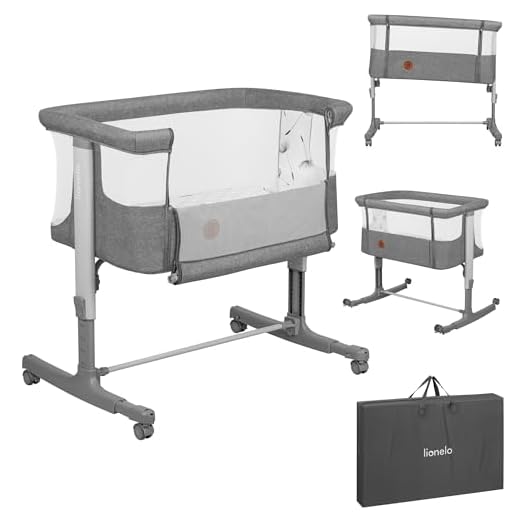 lionelo Aurora 3 in 1 Culla Co-sleeping e Lettino da viaggio per neonato e bambini fino 9kg Regolabile in altezza e Inclinazione Parete aperta rete traspirata, materasso innovativo, Zanzariera