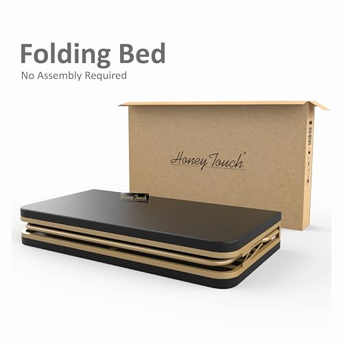 Image of Honey Touch Boston Double Size Bed | with Double Layer Mattress | Cushion Headboard | Folding Bed No Assembly Required | Powder Coated | 4ft x 6.25 |