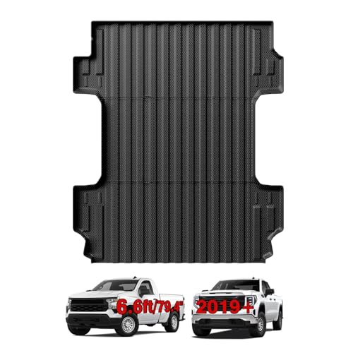 Image of TripleAliners Truck Mat Compatible with 2019-2026 Chevy Silverado 1500 / GMC Sierra 1500 6.6FT Accessories, Truck Bed Mat Heavy Duty Custom Fit All Weather Protection TPE Pickup Liner, Standard Bed