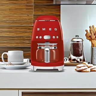 Smeg 50's Retro Style Drip Filter Coffee Machine, 10 Cups Capacity, Auto-Start, Keep Warm Funtion, Red, DCF02RDUS