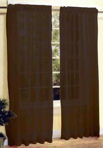 Brown 2 Pc Sexy Sheer Voile Window Curtain Panel Set, 55 Inch X 84 Inch