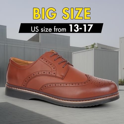 Image of Hawkwell Men's Plus Size Wingtip Brogue Oxfords Dress Shoes US Size 13 14 15 16 17