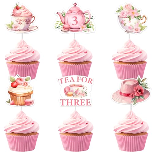 Kit déco cupcake rose pour anniversaire 3 ans et buffet de baby shower