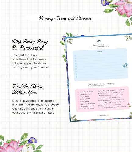 Image of Shiva Spiritual Hindu Journal Kit | Spiritual & Gratitude Planner with Shiv Stories via QR | Meditation and Energy Tracker | All Jyotirlinga Pages | 200 Pages, 100 GSM Premium Paper, 7.5x9 in