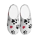 NImongt Pantuflas lavables con estampado de pata de gato, corazón, cachorro, para interiores, para mujeres y hombres, bonitos y elegantes zapatos de hotel para invitados